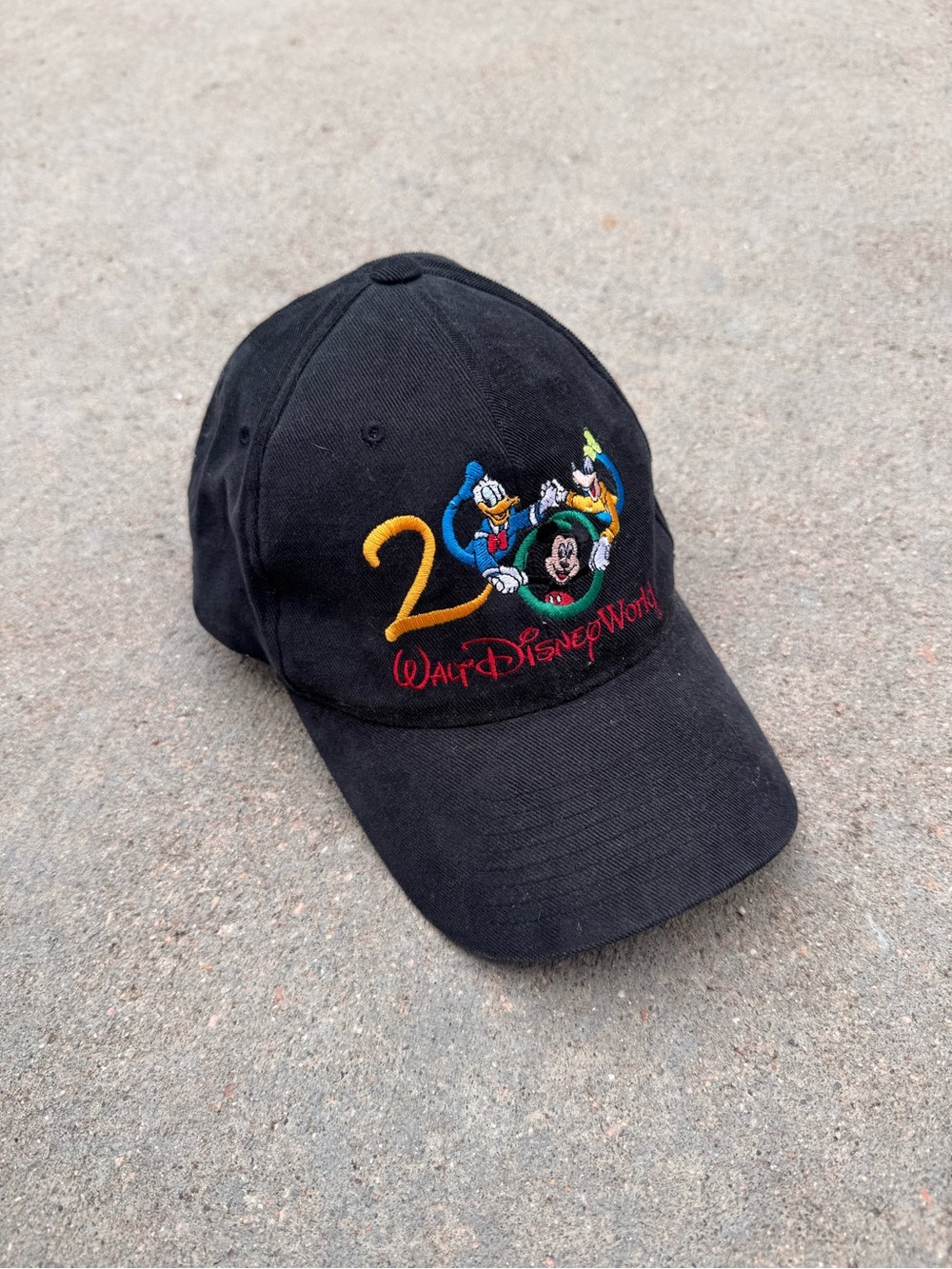 Disney Black 20th Anniversary Walt Disney World Embroidered Baseball Cap